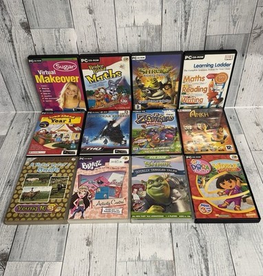Kinder Vintage PC Spiele Konvolut x 12 PC CD ROM Restposten Value Pack Shrek Bratz