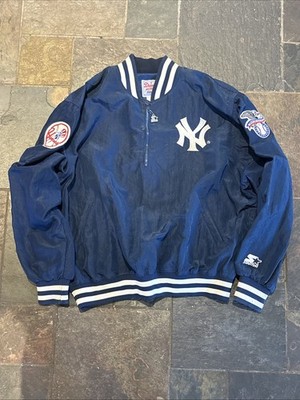 Vintage STARTER NY Yankees Jacket Mens XL 1/4 Zip Pullover DIAMOND