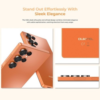 6,73 Zoll Oukitel C66 Ultradünn Smartphones 24GB+256GB Android 16