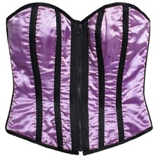 Vintage ROCKIN FROCKS Gothic Purple Satin Boned Overbust Corset 28 Waist