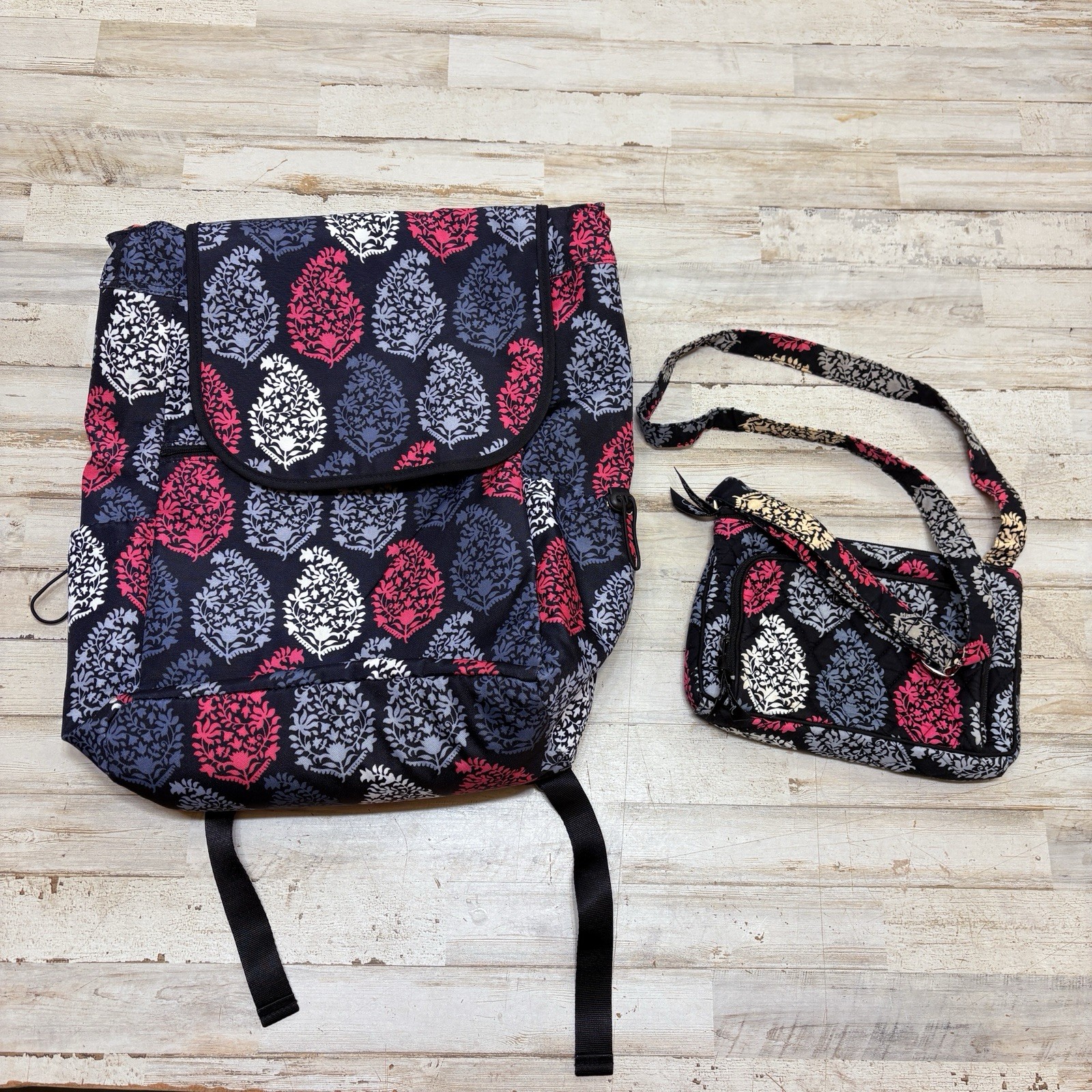Vera Bradley Lighten Up Drawstring Backpack Crossbody Purse 