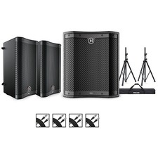 Harbinger VARI 2000 Powered Speakers Package wVS12 SubStandsCables 8" Mains