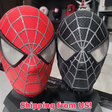 Tobey Maguire 1/1 Spiderman Wearable Mask 3D Cosplay Helmet Red  Black Toy Gift