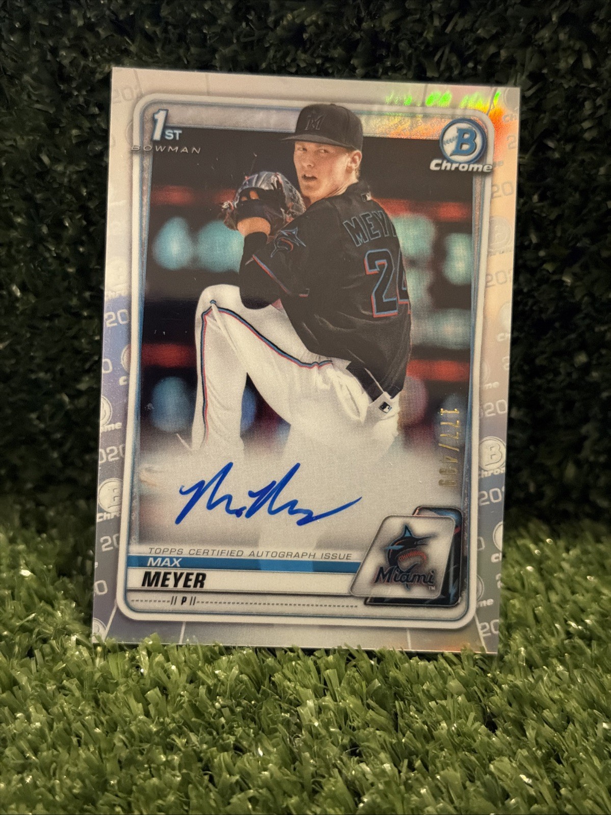 Max Meyer 2020 Bowman Draft Chrome Refractor 1st RC Auto /499 Marlins 🔥