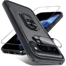 Google Pixel 10 Pro XL Case with Screen Protector + Camera Lens Protector, Black