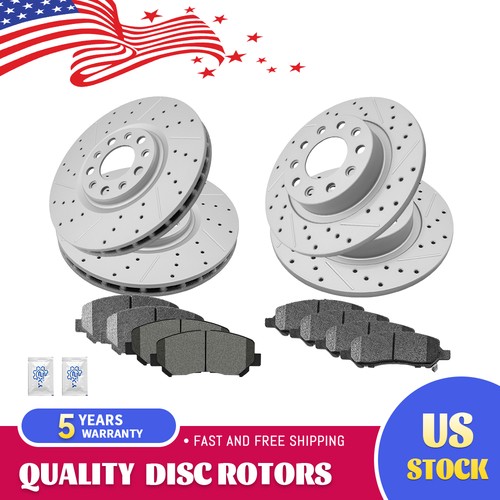 Front Rear Brake Disc Rotors + Ceramics Brake Pads for 2013 - 2016 Dodge Dart