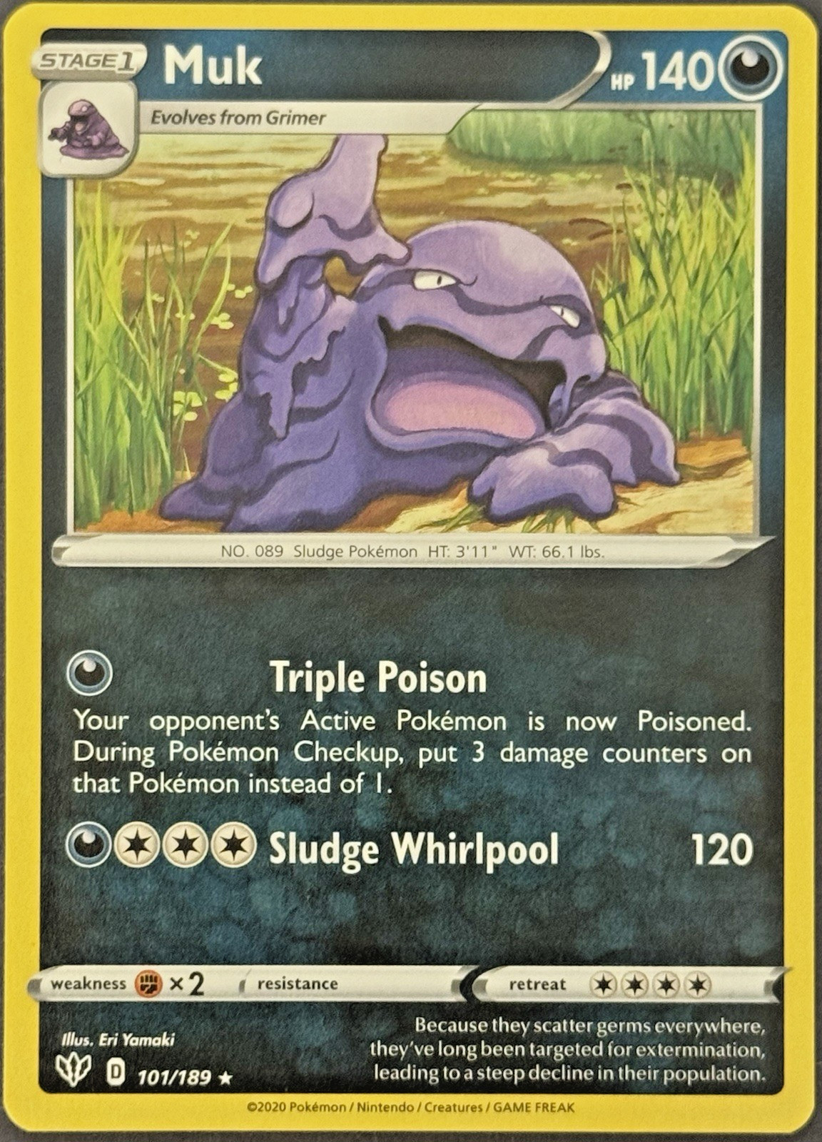 Muk SWSH03 Darkness Ablaze 101/189 Regular Rare 2020 Pokemon TCG Near Mint