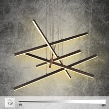 Dimmable Modern Chandelier LED 6 Lights Linear Pendant Light Adjustable Heigh...