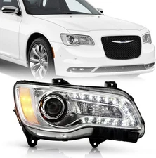 For [Halogen Type] 2015-2023 Chrysler 300 Chrome Bezel LED DRL Projector Head...