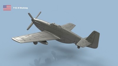 L'Arsenal Models 1/700 NORTH AMERICAN P-51 B MUSTANG (5) 3D Printed Set
