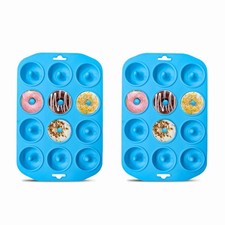 2 PCS Silicone Donut Pan 12 Holes Mini Donuts Mold Heat Resistant NonStick