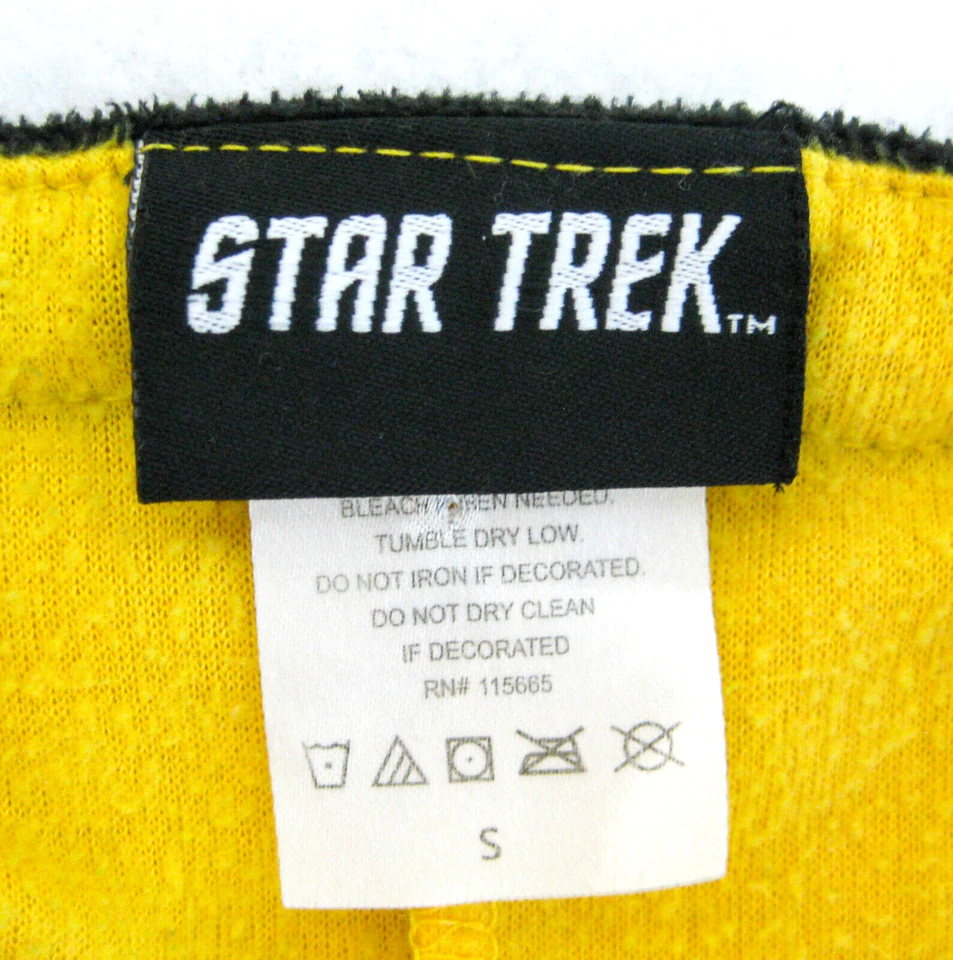 Fantasia STAR TREK Adulto Pequeno Amarelo Preto Lã Uma Peça Masculina Cosplay Trekkie - Imagem 4 de 4