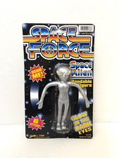 Vtg 5.25" Space Force Silver Alien Bendy Figure Glow In The Dark Eyes Ja-Ru MOC