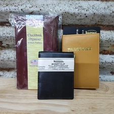 Marshal Genuine Leather Bifold Black Money Clip Passport Checkbook New