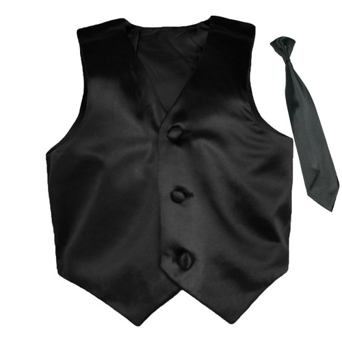 Formal Wedding Color Satin Necktie & Vest set Only Boy Baby Toddler Teen 8-20 - Picture 3 of 25