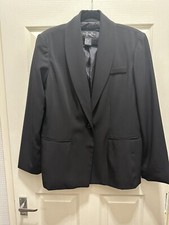 Ladies Women's Black Single Breasted Blazer Business Smart Formal Uk-size 12