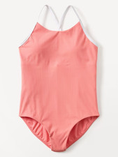 Athleta Girl Adjustable One Piece Swimsuit Mimosa Pink M 8-10