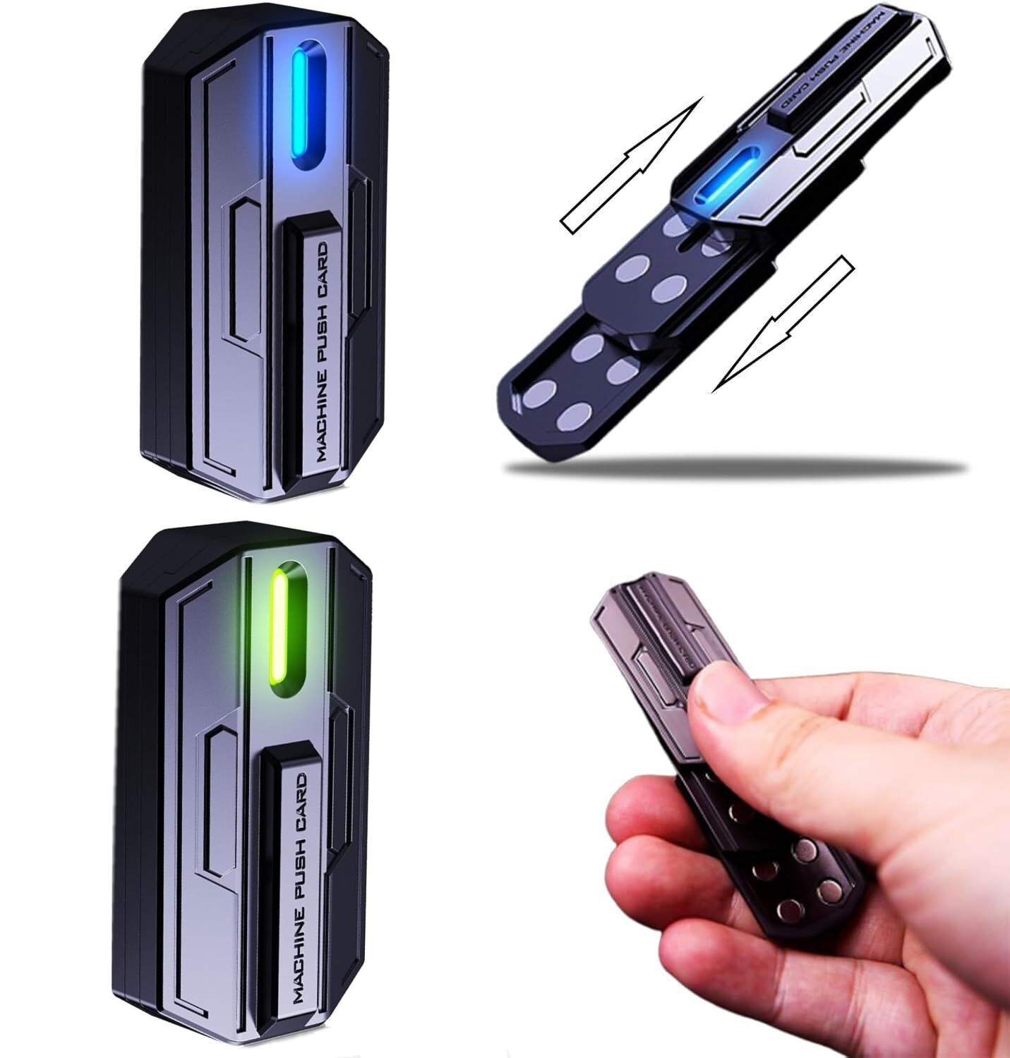 Push Card Magnetic Glow-in-The-Dark Metal Fidget 3Layer Anti Stress Toys