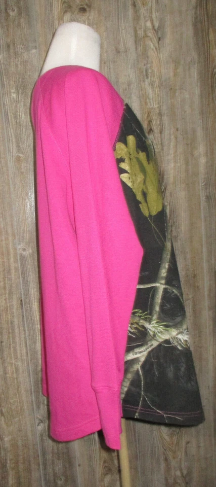 NORTHCREST новый женщин Sz 1 x вафли трикотажа тепловой верхний розовый черный камуфляж длинный Slv - Изображение 4 из 4