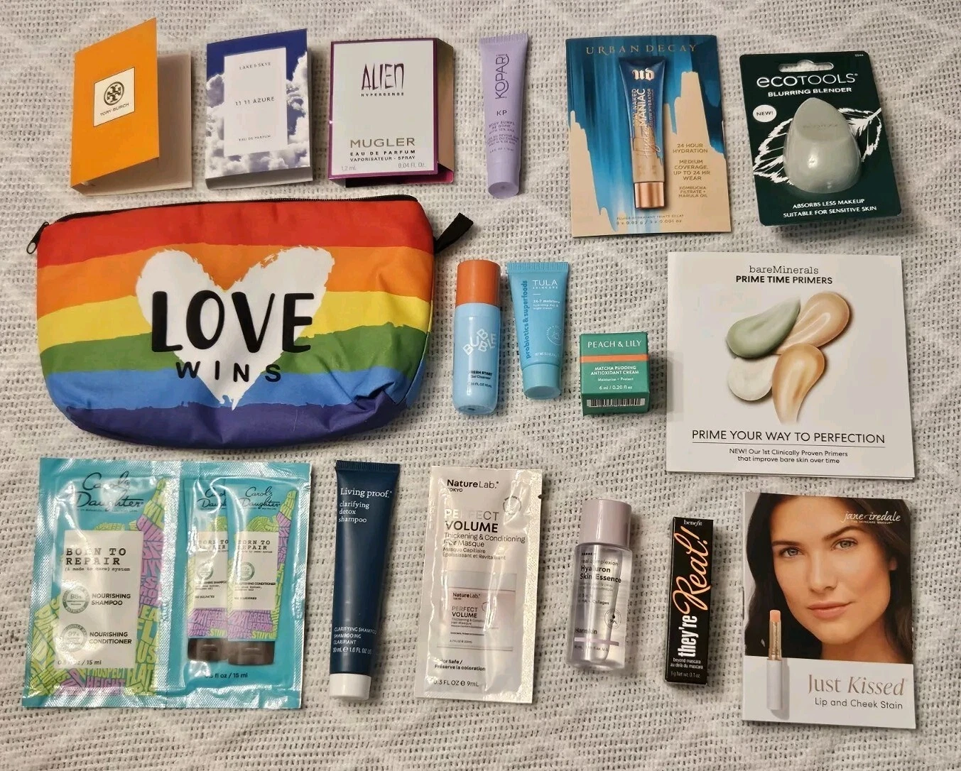 18-pc Body, Hair, Skin Care & Makeup Travel Kit, Gift Set Incl. Love Wins Bag