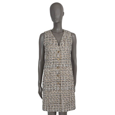 70531 auth CHANEL gold white black 2015 15C DUBAI LUREX TWEED Dress 36 XS |  eBay