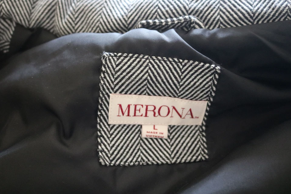 Chaleco Merona Mujer Rayas Negro/Blanco Cremallera Talla L Grande Foto 3 de 4