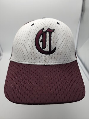''C''  Pro Line Hat Cap White Maroon Adult Used Fitted Medium