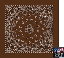 12-US MADE Hav-A-Hank COCOA Brown Paisley BANDANA Face Mask Neck Scarf Head Wrap