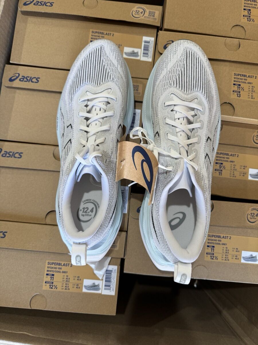 Asics Superblast 2 White Cool Grey Shoes 1013A142-100 Size Asics Superblast 2 White Cool Grey Shoes 1013A142-100 Size