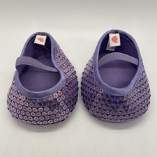 Build a Bear Shoes Purple Sequin Sparkle Mary Jane Flat Shoes Slip On Strap BAB