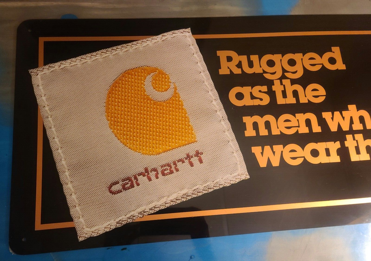 ブ*パ様 Carhartt ヴィンテージ広告サイン Carhartt Plaskolite Advertising Display Sign Rugged As The Men Who