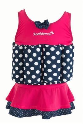 Konfidence Badeanzug Float Suit mit integriertem Auftrieb Pink Polka Skirt Schwi