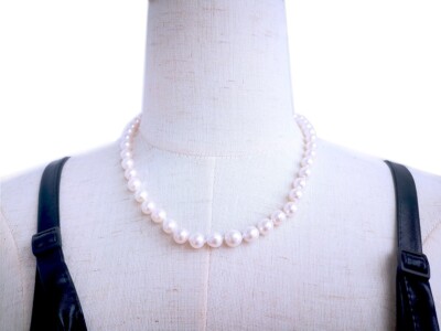 8-8.5mm luster strong white seawater pearl necklace 19''  jewelry marking