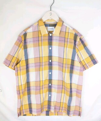 Farah Casual Fit Kariertes Overshirt aus Bio-Baumwolle - Ecru - Größe M - UVP 75£