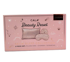 Cala Beauty Reset Womens Leopard Satin Sleep Pillow Case Eyemask Scruchie Gift