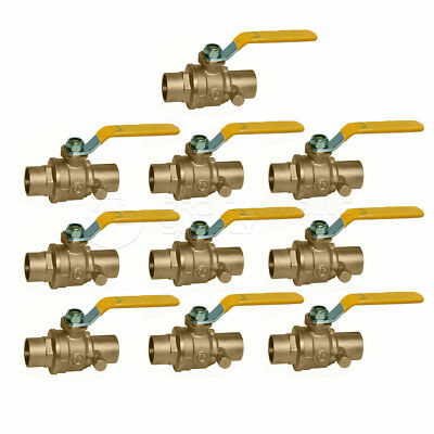 Midline Valve Premium Brass SWT x SWT Full Port Ball Valve with Drain (10 Pack)