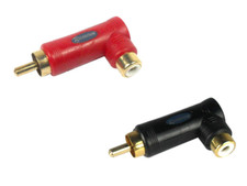 2 PCS Long RCA Male-Female 90 Degrees Elbow Adaptor Red  BLACK Marine Grade