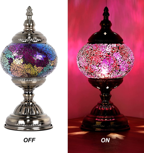 Christmas Decorations Gift Turkish Mosaic Glass Desk Lamp Boho Moroccan Glass La - Picture 4 of 8