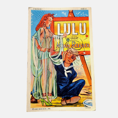 1940s Vintage Postcard Lulu MIND READER Humor Risque Postcard Sailor