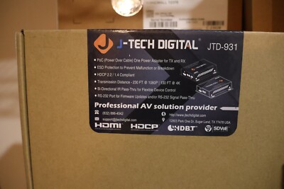 J-Tech Digital 4K Ultra HD HDBaseT HDMI Extender Over Cat5e/6  230ft  JTD-931