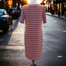 LuLaRoe Carley Womens  Shift Dress Size L Orange Striped