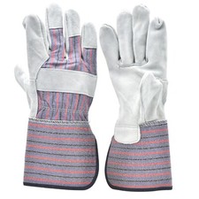 G & F 5025L-5 Suede Leather Work Gloves Extra Long Cuff Rubberized Safety 5 Pair