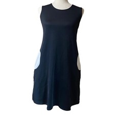 NIK AND NASH Dress Women Size Small Black White Polka Dot Pockets Sleeveless