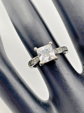 925 STERLING SILVER 6MM SQUARE CZ SOLITAIRE RING SIZE 5 ENGAGEMENT WEDDING 822