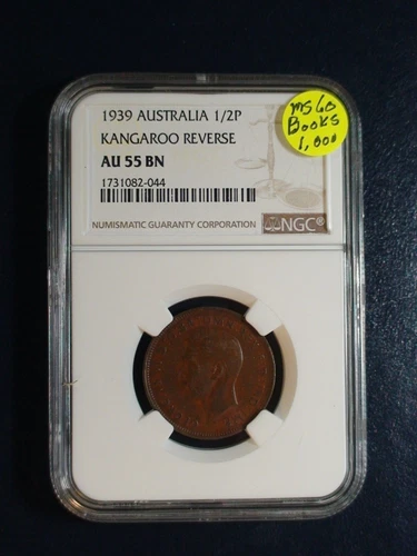 1939 AUSTRALIA HALF PENNY NGC AU55 BN 1/2P KANGAROO REV Coin PRICED TO SELL NOW!