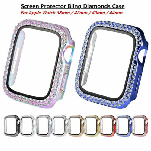 Pour Apple Watch 8 6 5 4 3 7 Bling étui pare-chocs diamant avec protection d'écran - Photo 1 sur 20
