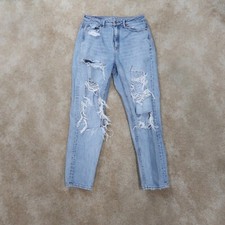 American Eagle Mom Jean Women 6 High Rise Blue Denim Ripped