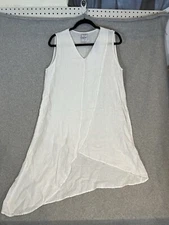 Match Point Linen Tunic Womens Small Asymmetrical White 