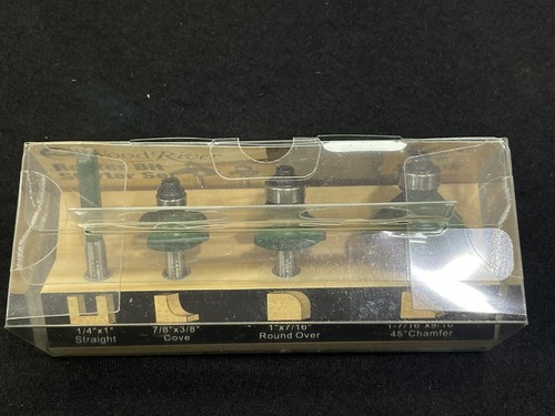 Set of 4 WoodRiver Router Bit Starter Set 1/4" Shank New in Original Pack - Picture 3 of 12
