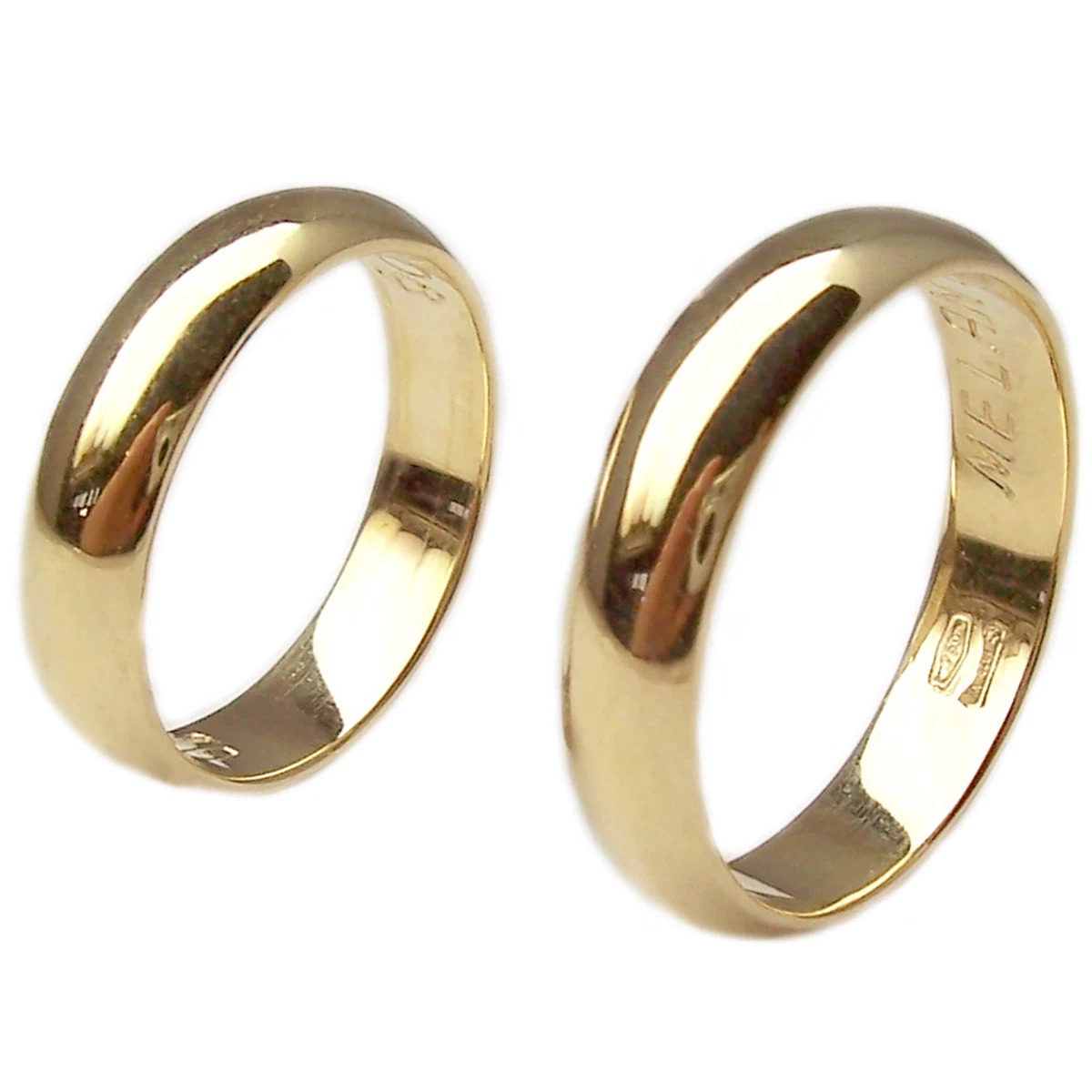 18kt Yellow Gold Wedding Rings pair 2 pieces